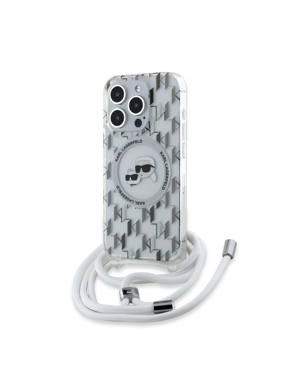 Karl Lagerfeld Karl Lagerfeld IML Монограм Crossbody K&CH Глави MagSafe Заден Калъф за iPhone 15 Pro Прозрачен