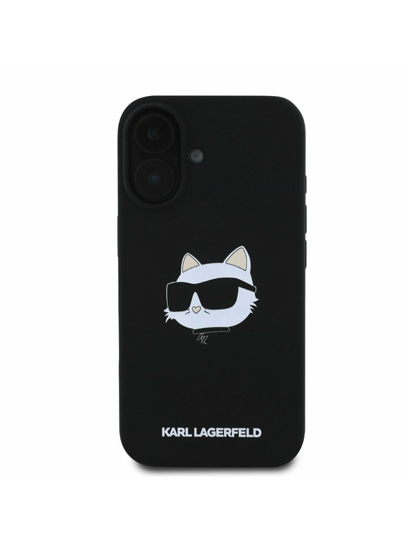 Karl Lagerfeld Karl Lagerfeld Течен Силиконов Choupette Head MagSafe Заден Калъф за iPhone 16 Черен
