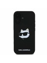 Karl Lagerfeld Karl Lagerfeld Течен Силиконов Choupette Head MagSafe Заден Калъф за iPhone 16 Черен