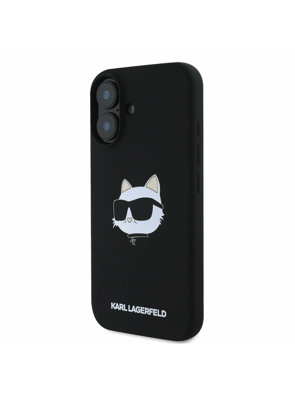 Karl Lagerfeld Karl Lagerfeld Течен Силиконов Choupette Head MagSafe Заден Калъф за iPhone 16 Черен