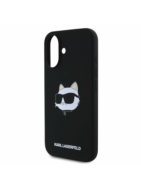 Karl Lagerfeld Karl Lagerfeld Течен Силиконов Choupette Head MagSafe Заден Калъф за iPhone 16 Черен