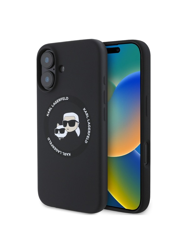 Karl Lagerfeld Karl Lagerfeld Течен Силиконов K&CH Глави MagSafe Заден Калъф за iPhone 16 Черен