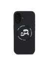 Karl Lagerfeld Karl Lagerfeld Течен Силиконов K&CH Глави MagSafe Заден Калъф за iPhone 16 Черен