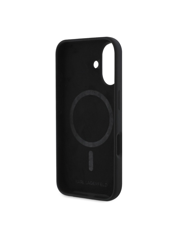 Karl Lagerfeld Karl Lagerfeld Течен Силиконов K&CH Глави MagSafe Заден Калъф за iPhone 16 Черен