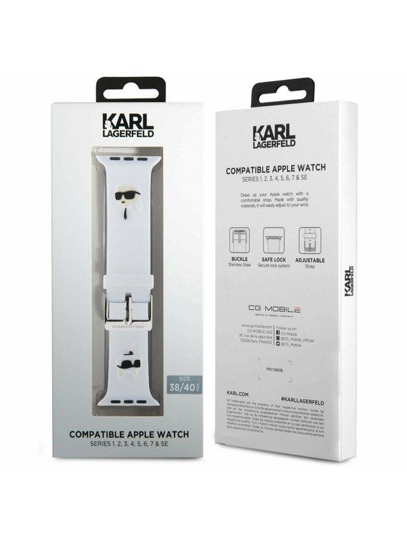 Karl Lagerfeld Karl Lagerfeld Karl and Choupette Глава NFT Каишка за Apple Watch 38/40/41 Бяла