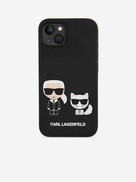 Karl Lagerfeld Karl Lagerfeld MagSafe Съвместим Калъф Течен Силикон Karl and Choupette за iPhone 14 Plus Черен