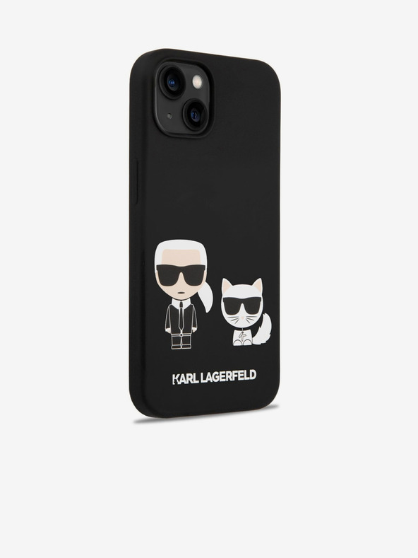 Karl Lagerfeld Karl Lagerfeld MagSafe Съвместим Калъф Течен Силикон Karl and Choupette за iPhone 14 Plus Черен