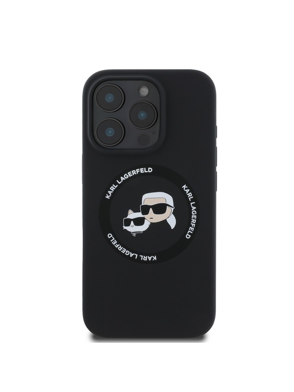 Karl Lagerfeld Karl Lagerfeld Течен Силиконов K&CH Глави MagSafe Заден Калъф за iPhone 16 Pro Max Черен