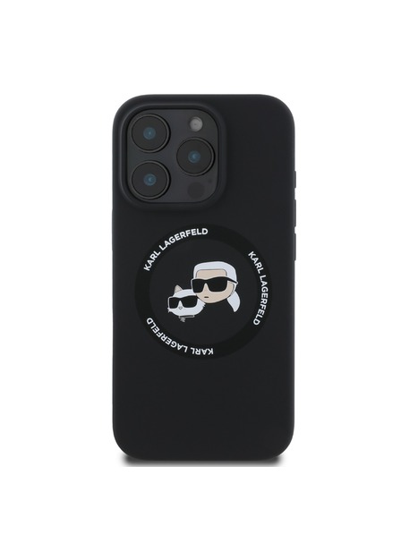 Karl Lagerfeld Karl Lagerfeld Течен Силиконов K&CH Глави MagSafe Заден Калъф за iPhone 16 Pro Max Черен