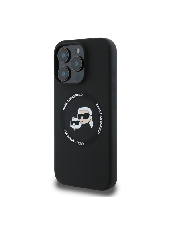 Karl Lagerfeld Karl Lagerfeld Течен Силиконов K&CH Глави MagSafe Заден Калъф за iPhone 16 Pro Max Черен