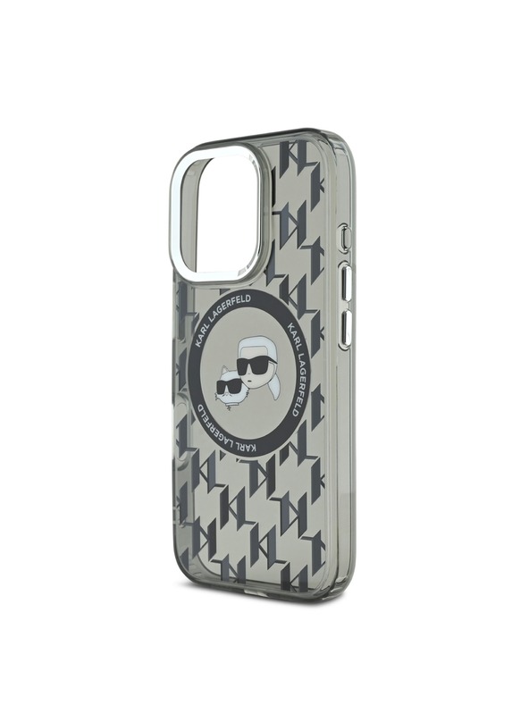 Karl Lagerfeld Karl Lagerfeld IML Монограм K&CH Глави MagSafe Заден Калъф за iPhone 16 Pro Max Черен
