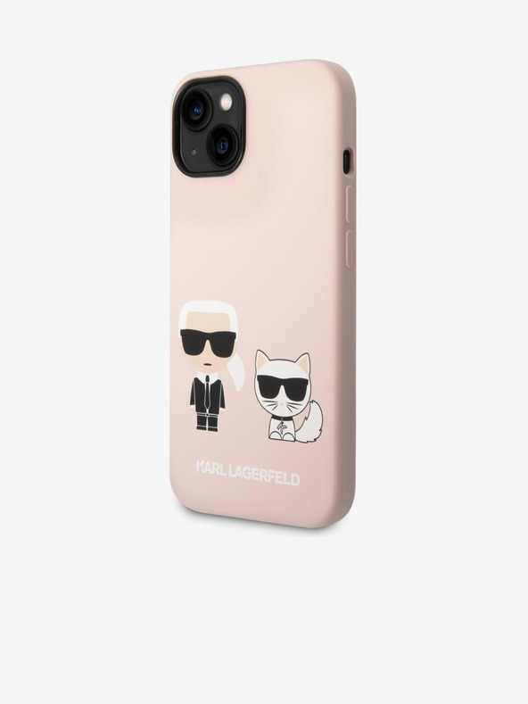 Karl Lagerfeld Karl Lagerfeld MagSafe Съвместим Калъф Течен Силикон Karl and Choupette за iPhone 14 Plus Розов
