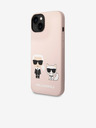 Karl Lagerfeld Karl Lagerfeld MagSafe Съвместим Калъф Течен Силикон Karl and Choupette за iPhone 14 Plus Розов