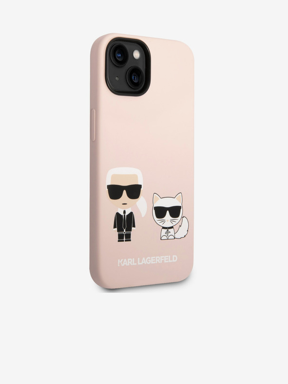 Karl Lagerfeld Karl Lagerfeld MagSafe Съвместим Калъф Течен Силикон Karl and Choupette за iPhone 14 Plus Розов