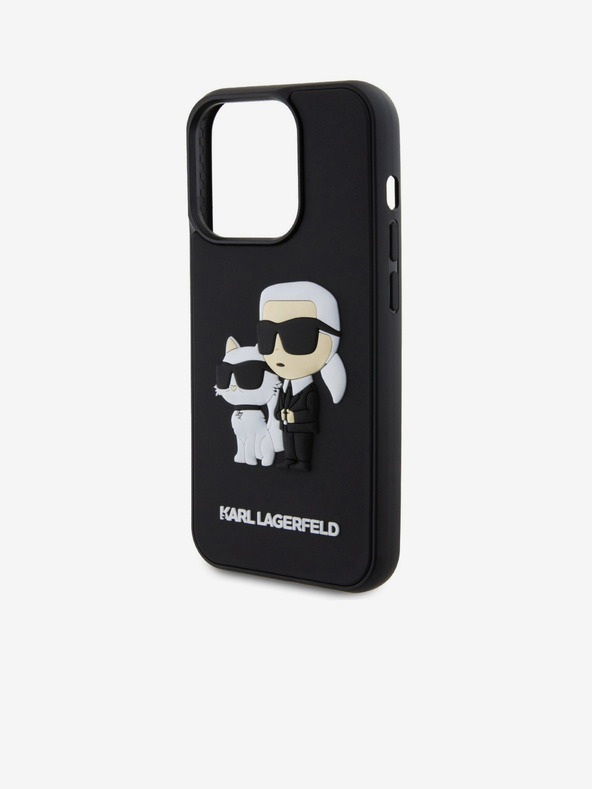 Karl Lagerfeld Karl Lagerfeld 3D Гумен Karl and Choupette Заден Калъф за iPhone 13 Pro Черен