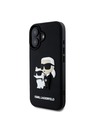 Karl Lagerfeld Karl Lagerfeld 3D Гумен Karl and Choupette Заден Калъф за iPhone 16 Plus Черен