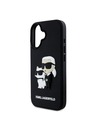 Karl Lagerfeld Karl Lagerfeld 3D Гумен Karl and Choupette Заден Калъф за iPhone 16 Plus Черен