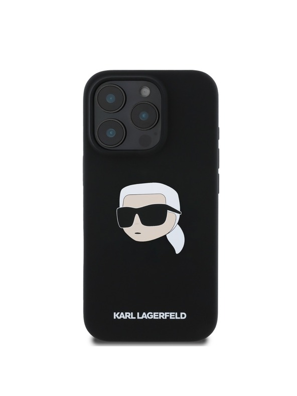 Karl Lagerfeld Karl Lagerfeld Течен Силиконов Karl Head MagSafe Заден Калъф за iPhone 16 Pro Max Черен