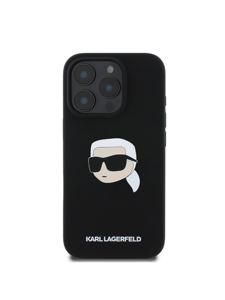 Karl Lagerfeld Karl Lagerfeld Течен Силиконов Karl Head MagSafe Заден Калъф за iPhone 16 Pro Max Черен