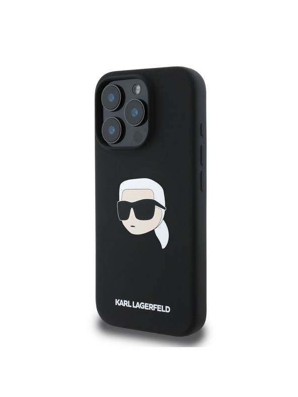 Karl Lagerfeld Karl Lagerfeld Течен Силиконов Karl Head MagSafe Заден Калъф за iPhone 16 Pro Max Черен