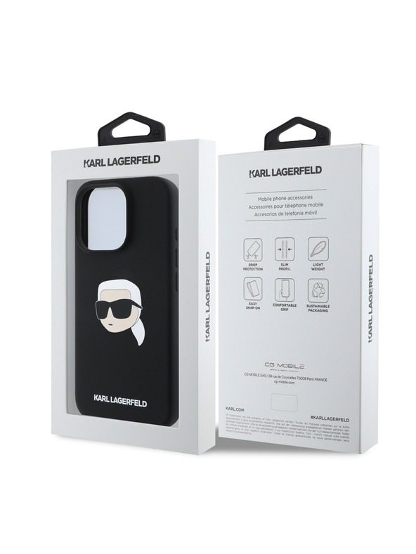 Karl Lagerfeld Karl Lagerfeld Течен Силиконов Karl Head MagSafe Заден Калъф за iPhone 16 Pro Max Черен