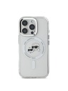 Karl Lagerfeld Karl Lagerfeld IML K&CH Глави Метален Рамка MagSafe Заден Калъф за iPhone 16 Pro Max Прозрачен