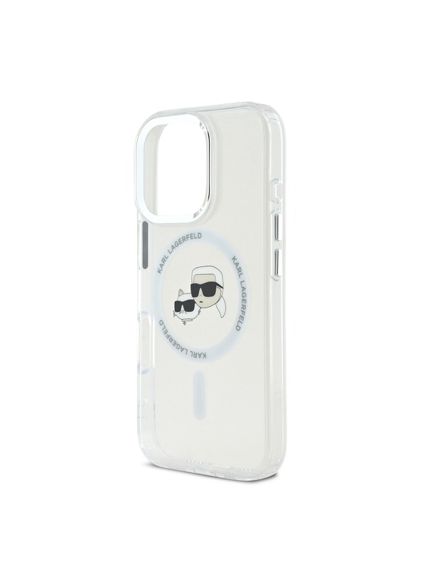Karl Lagerfeld Karl Lagerfeld IML K&CH Глави Метален Рамка MagSafe Заден Калъф за iPhone 16 Pro Max Прозрачен