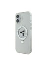 Karl Lagerfeld Karl Lagerfeld Поставка с пръстен Karl and Choupette MagSafe Заден Калъф за iPhone 16 Plus Бял