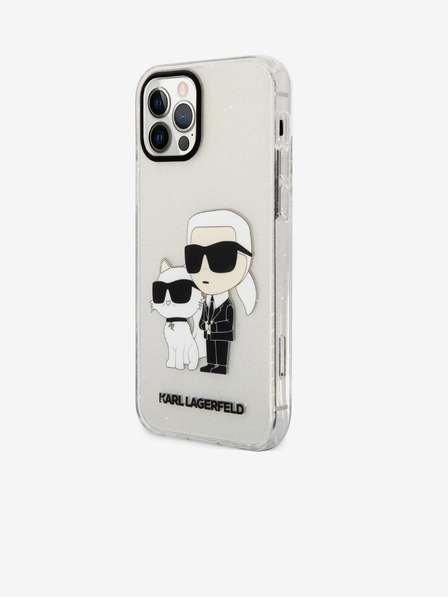 Karl Lagerfeld Karl Lagerfeld IML Блестящ Karl and Choupette NFT Заден Калъф за iPhone 12/12 Pro Прозрачен