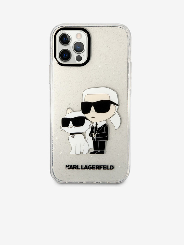 Karl Lagerfeld Karl Lagerfeld IML Блестящ Karl and Choupette NFT Заден Калъф за iPhone 12/12 Pro Прозрачен