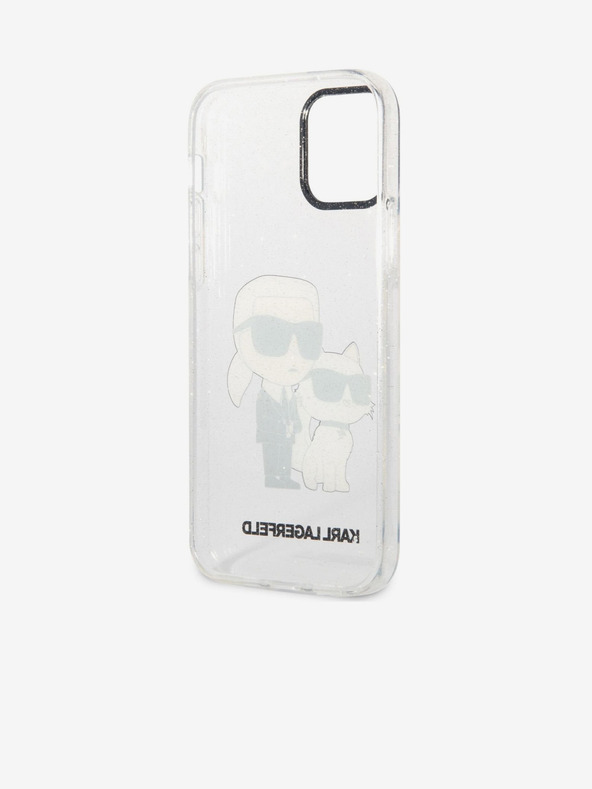 Karl Lagerfeld Karl Lagerfeld IML Блестящ Karl and Choupette NFT Заден Калъф за iPhone 12/12 Pro Прозрачен