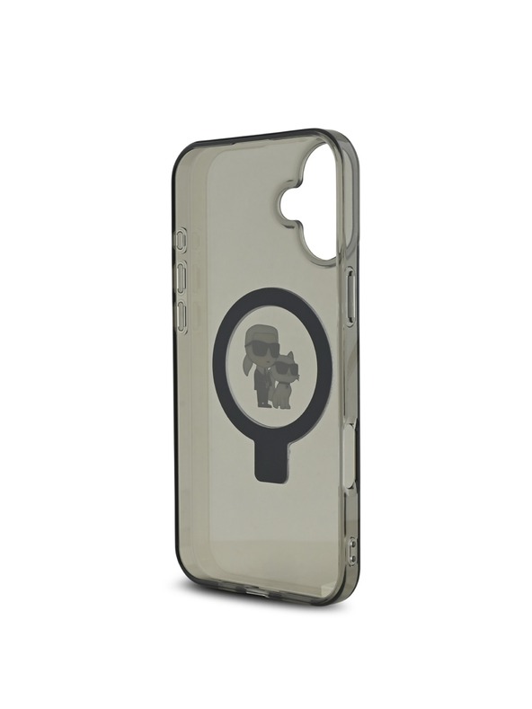 Karl Lagerfeld Karl Lagerfeld Поставка за пръстен Karl and Choupette MagSafe Заден Калъф за iPhone 16 Черен