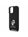 Karl Lagerfeld Karl Lagerfeld Сафиано Кръстосан Ремък Метален Karl and Choupette Заден Калъф за iPhone 16 Plus Черен