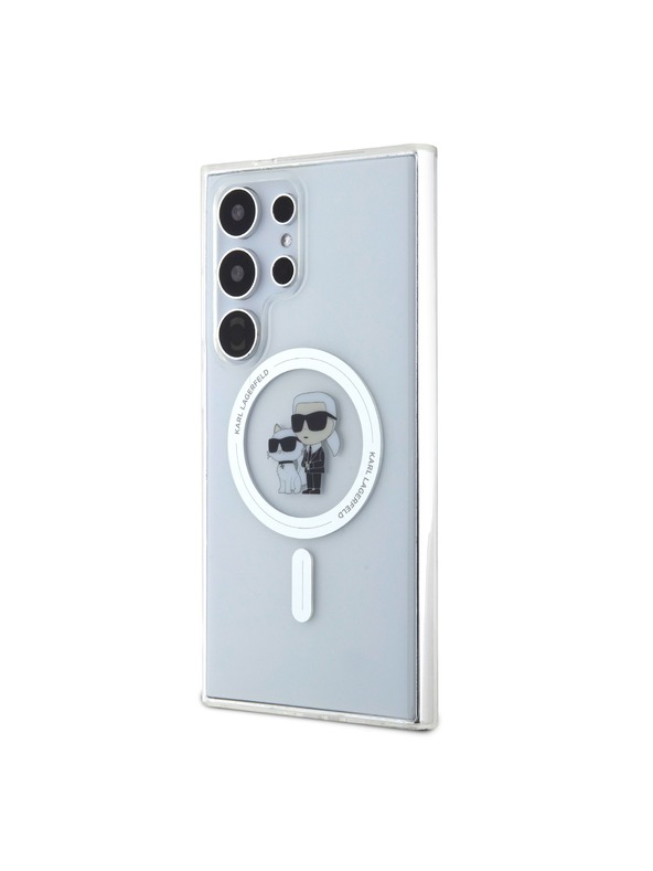 Karl Lagerfeld Karl Lagerfeld IML Блестящ Karl and Choupette MagSafe Заден Калъф за Samsung Galaxy S24 Ultra Прозрачен