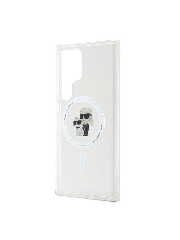Karl Lagerfeld Karl Lagerfeld IML Блестящ Karl and Choupette MagSafe Заден Калъф за Samsung Galaxy S24 Ultra Прозрачен