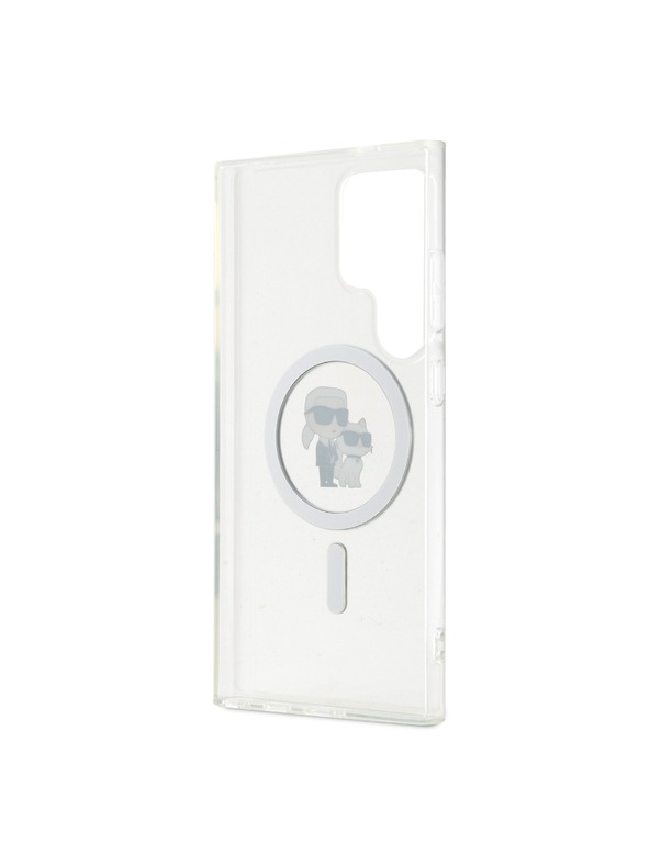Karl Lagerfeld Karl Lagerfeld IML Блестящ Karl and Choupette MagSafe Заден Калъф за Samsung Galaxy S24 Ultra Прозрачен