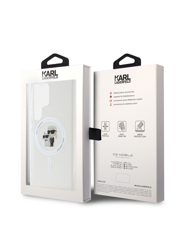 Karl Lagerfeld Karl Lagerfeld IML Блестящ Karl and Choupette MagSafe Заден Калъф за Samsung Galaxy S24 Ultra Прозрачен