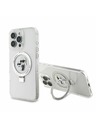 Karl Lagerfeld Karl Lagerfeld Поставка за пръстен Karl and Choupette MagSafe Заден Калъф за iPhone 16 Pro Бял