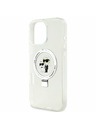 Karl Lagerfeld Karl Lagerfeld Поставка за пръстен Karl and Choupette MagSafe Заден Калъф за iPhone 16 Pro Бял