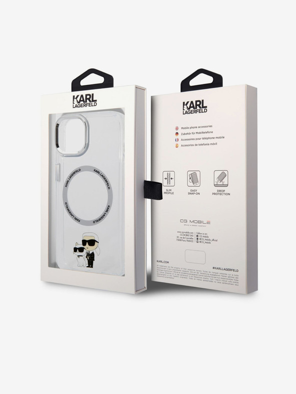Karl Lagerfeld Karl Lagerfeld IML Karl and Choupette NFT MagSafe Заден Калъф за iPhone 14 Прозрачен