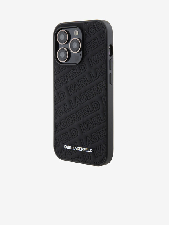 Karl Lagerfeld Karl Lagerfeld PU Стеган Десен Заден Калъф за iPhone 15 Pro Черен