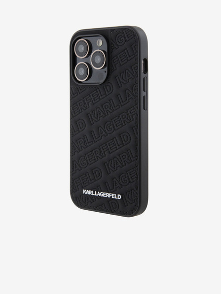Karl Lagerfeld Karl Lagerfeld PU Стеган Десен Заден Калъф за iPhone 15 Pro Черен