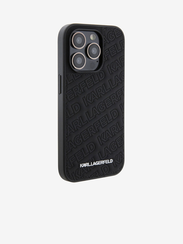 Karl Lagerfeld Karl Lagerfeld PU Стеган Десен Заден Калъф за iPhone 15 Pro Черен