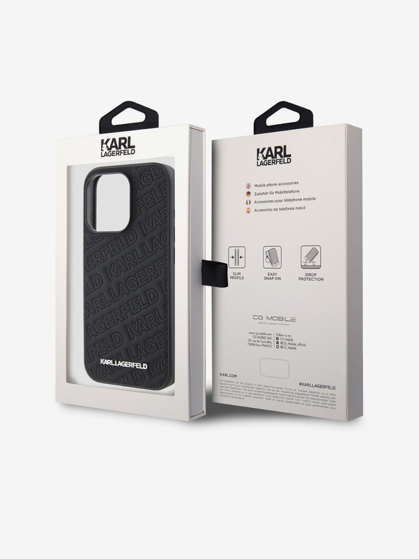 Karl Lagerfeld Karl Lagerfeld PU Стеган Десен Заден Калъф за iPhone 15 Pro Черен