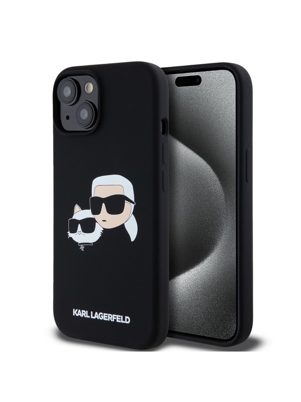Karl Lagerfeld Течен Силиконов Двоен Глави Magsafe Заден Калъф за iPhone 15 Black Karl Lagerfeld