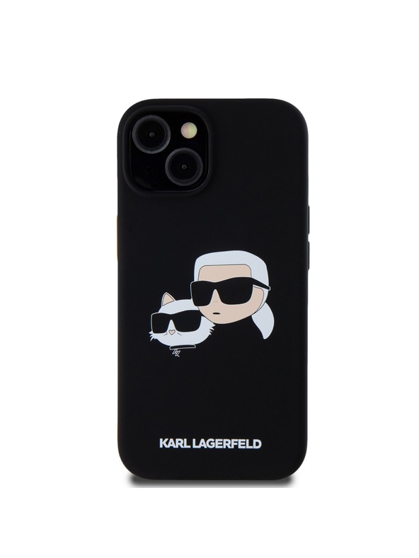 Karl Lagerfeld Течен Силиконов Двоен Глави Magsafe Заден Калъф за iPhone 15 Black Karl Lagerfeld