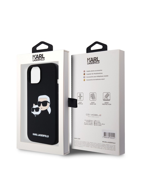 Karl Lagerfeld Течен Силиконов Двоен Глави Magsafe Заден Калъф за iPhone 15 Black Karl Lagerfeld