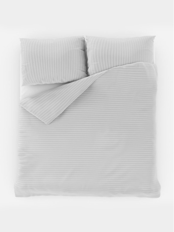 Kvalitex Сатенено спално бельо на райета 140x200, 70x90cm БЯЛО