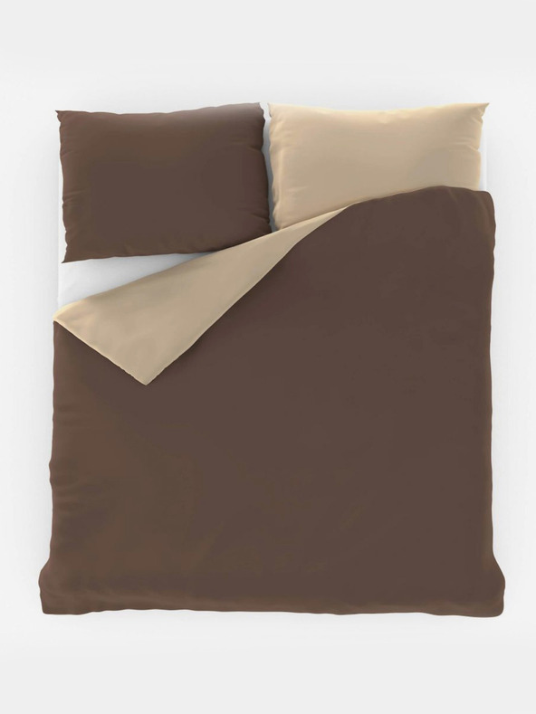 Kvalitex Сатенен френски спален комплект LUXURY COLLECTION 1+2, 200x200, 70x90см тъмнокафяв / бежов