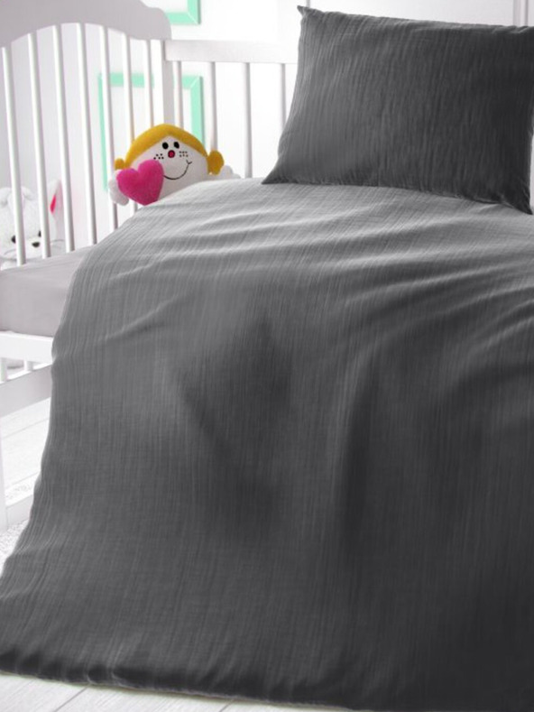 Kvalitex Муселново спално бельо за детско легло тъмносиво Kvalitex